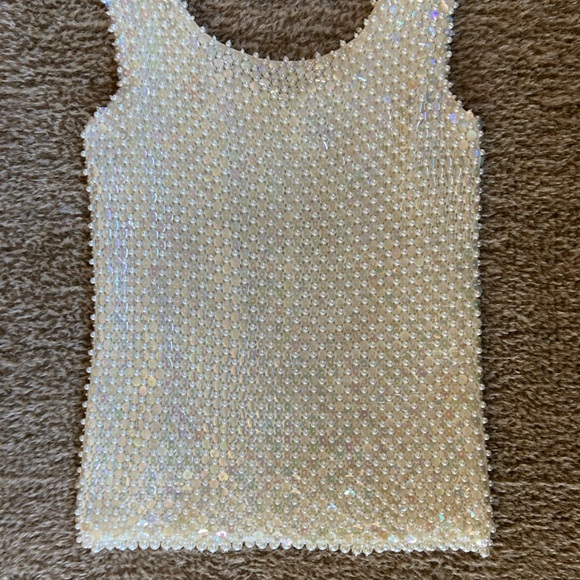 Vintage Pearl & Sequin Hand Beaded Wool Shell Tank Hong Kong WPL 3526 50’s/60's - Picture 5 of 15